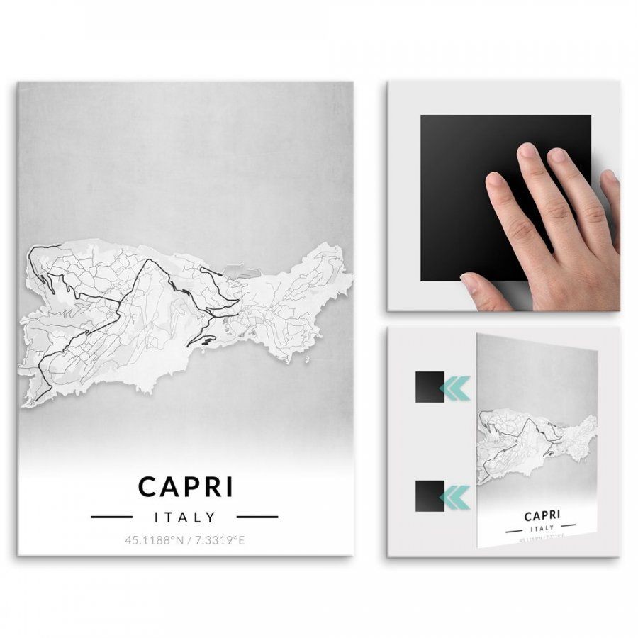 Pix4home Plakat metalowy Mapa B&W Capri M POS-M-03641