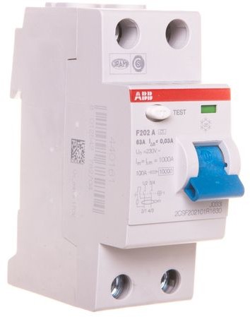 ABB Wyłącznik różnicowopradowy 2P 63A typ A F202 A-63/0,03 2CSF202101R1630
