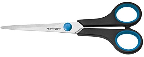 Westcott E-30271 00 18 cm, 7-calowe nożyczki Softgrip, ostrza ze stali nierdzewnej, niebiesko-czarna rączka z tworzywa sztucznego, 1 sztuka E-30271 00