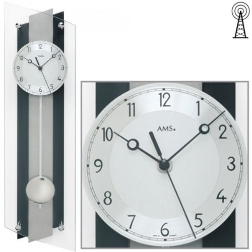 AMS f5262 radiowy zegar wahadłowy, drewno, wielokolorowa, 80 x 36 x 27 cm F5262