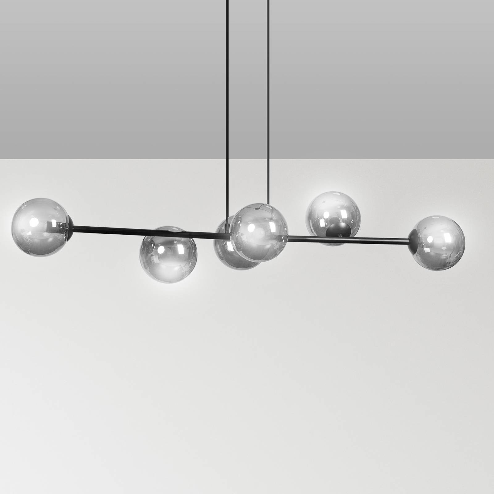 EULUNA Lampa wisząca Glassy 6-punktowa, szkło grafitowe