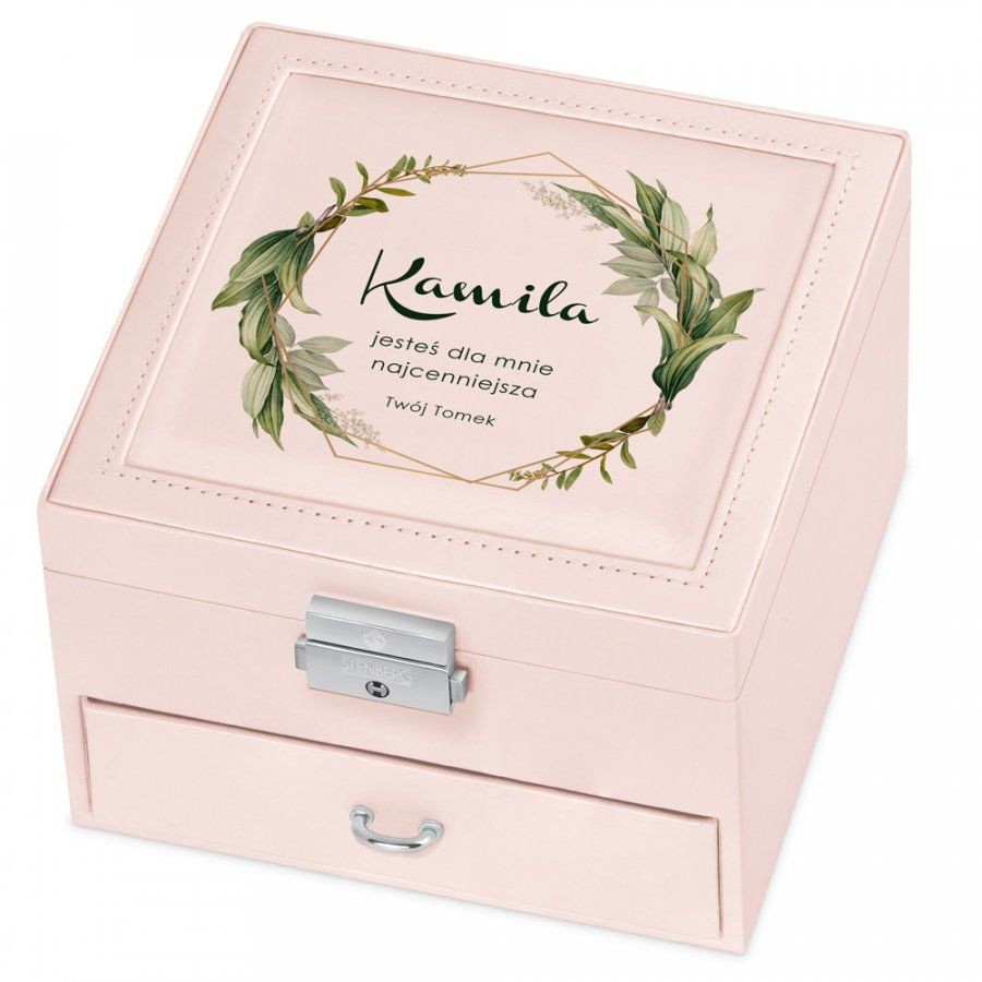 Murrano Szkatułka na Biżuterię Różowa z Nadrukiem Boho SZKT-BR-002