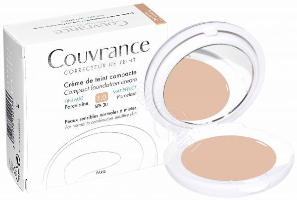 Avene Couvrance kremowy podkład w kompakcie MAT EFFECT SPF30 skóra wrażliwa normalna lub mieszana porcelanowy 10 g