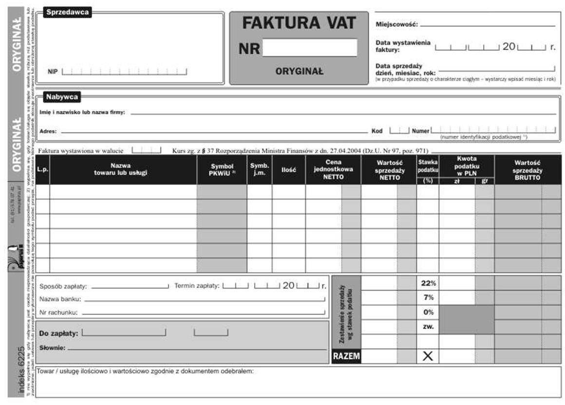 Papirus DRUK FAKT VAT NET 2SKL A5/60K PIR 6225 31473-uniw