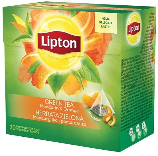 Green Lipton Tea herbata zielona Mandarynka i Pomarańcza 20 piramidek 36g