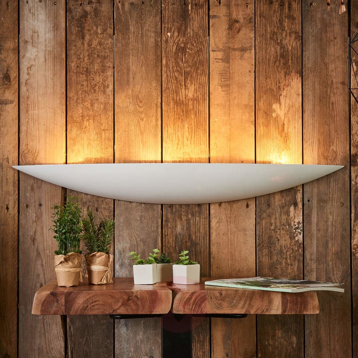 Duża gipsowa lampa ścienna Tommi, biała