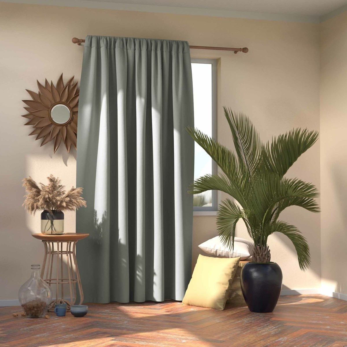 AmeliaHome Zasłona Blackout Oxford Pleat srebrny, 140 x 245 cm