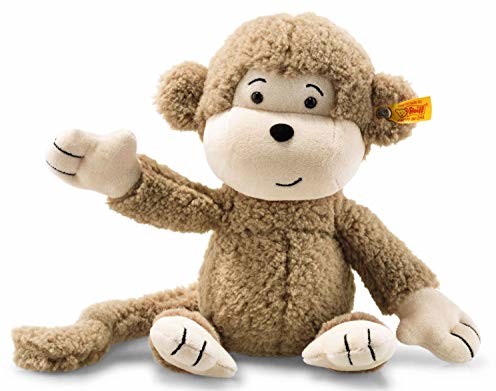 Steiff Małpa Brownie - 30 cm - pluszowe figurki z długimi rękawami - Soft Cuddly Friends - przytulanka dla dzieci - ruchome i nadające się do prania - brązowy (060304) 060304