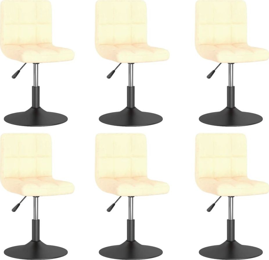 vidaXL Obrotowe krzesła stołowe 6 szt. kremowe obite aksamitem 3088768