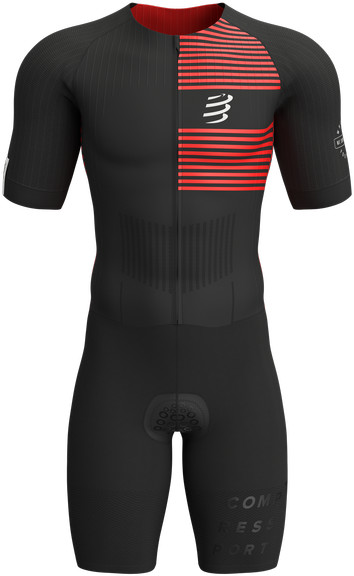 CompresSport Strój triathlonowy męski AERO SS TRISUIT czarno-czerwony