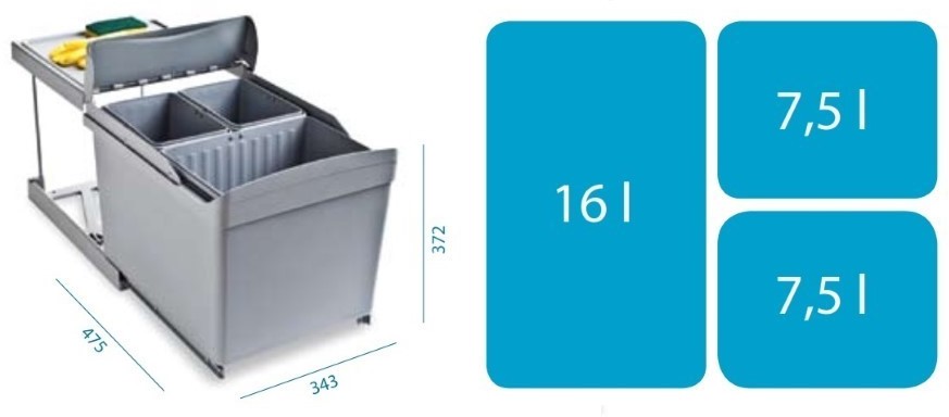 Alveus Sortownik ALBIO 30 (1x16L + 2x7,5l) 1090337