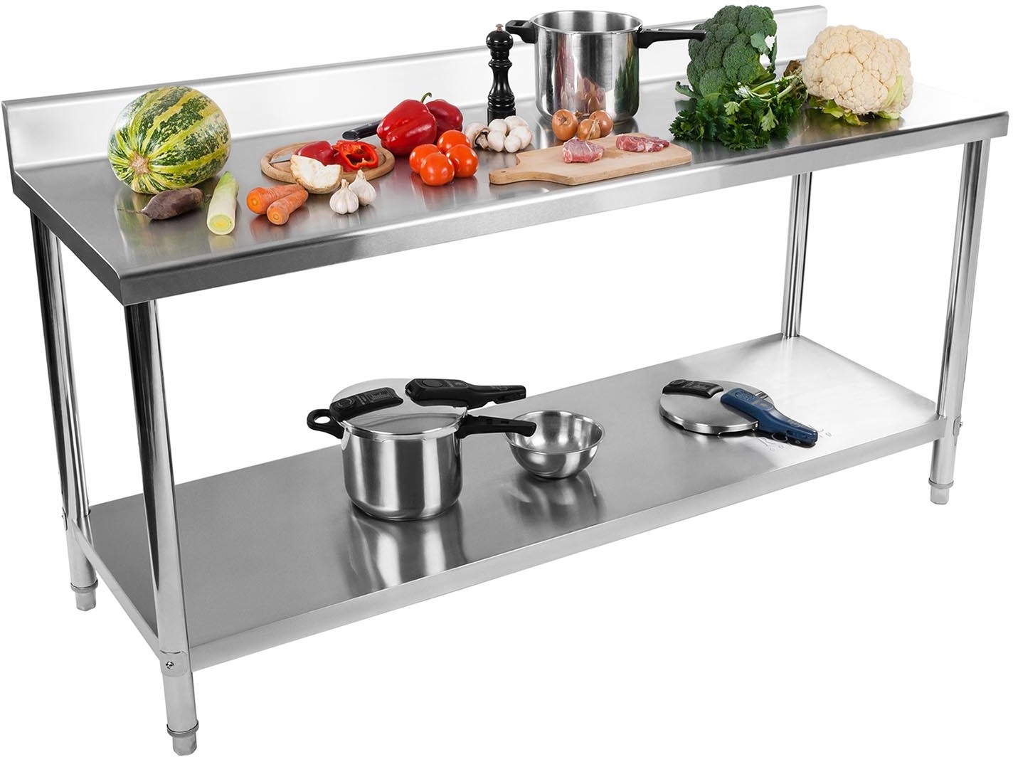 Royal Catering Stół roboczy ze stali nierdzewnej - rant - 180 x 60 cm - RCAT-180/60-N