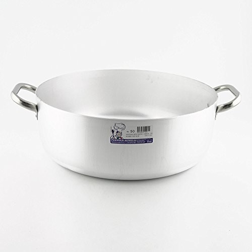 Pentole Agnelli pentole agnelli alma10650 linia aluminium 3 MM płaska rondel z 2 uchwytami, 50 cm ALMA10650