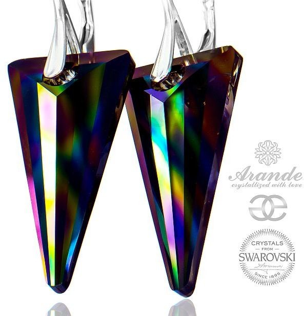 Swarovski NOWE KOLCZYKI SPIKE RAINBOW DARK JEAN PAUL GAULTIER SREBRO