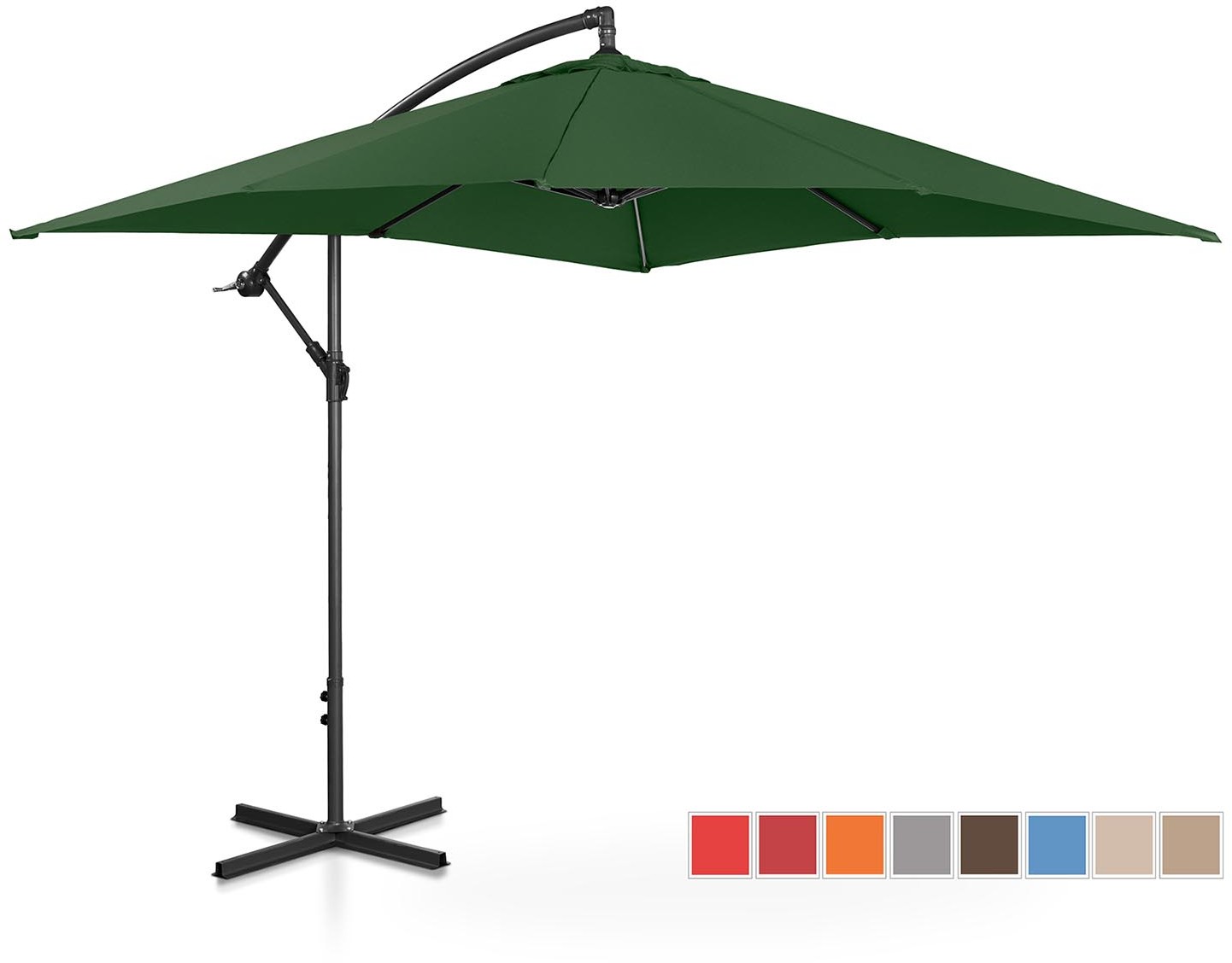 Uniprodo Parasol ogrodowy wiszący - 250 x 250 cm - zielony