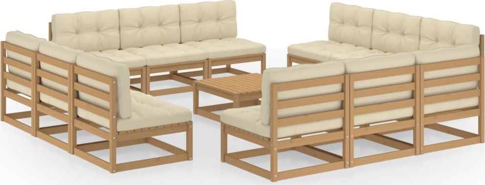 vidaXL 13-cz zestaw wypoczynkowy do ogrodu z poduszkami lita sosna 3076332