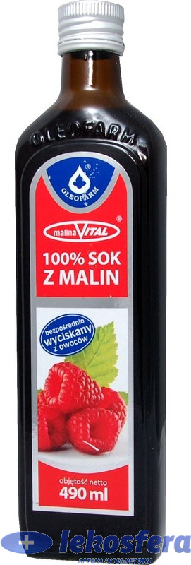 Oleofarm 100% sok z malin, 490 ml