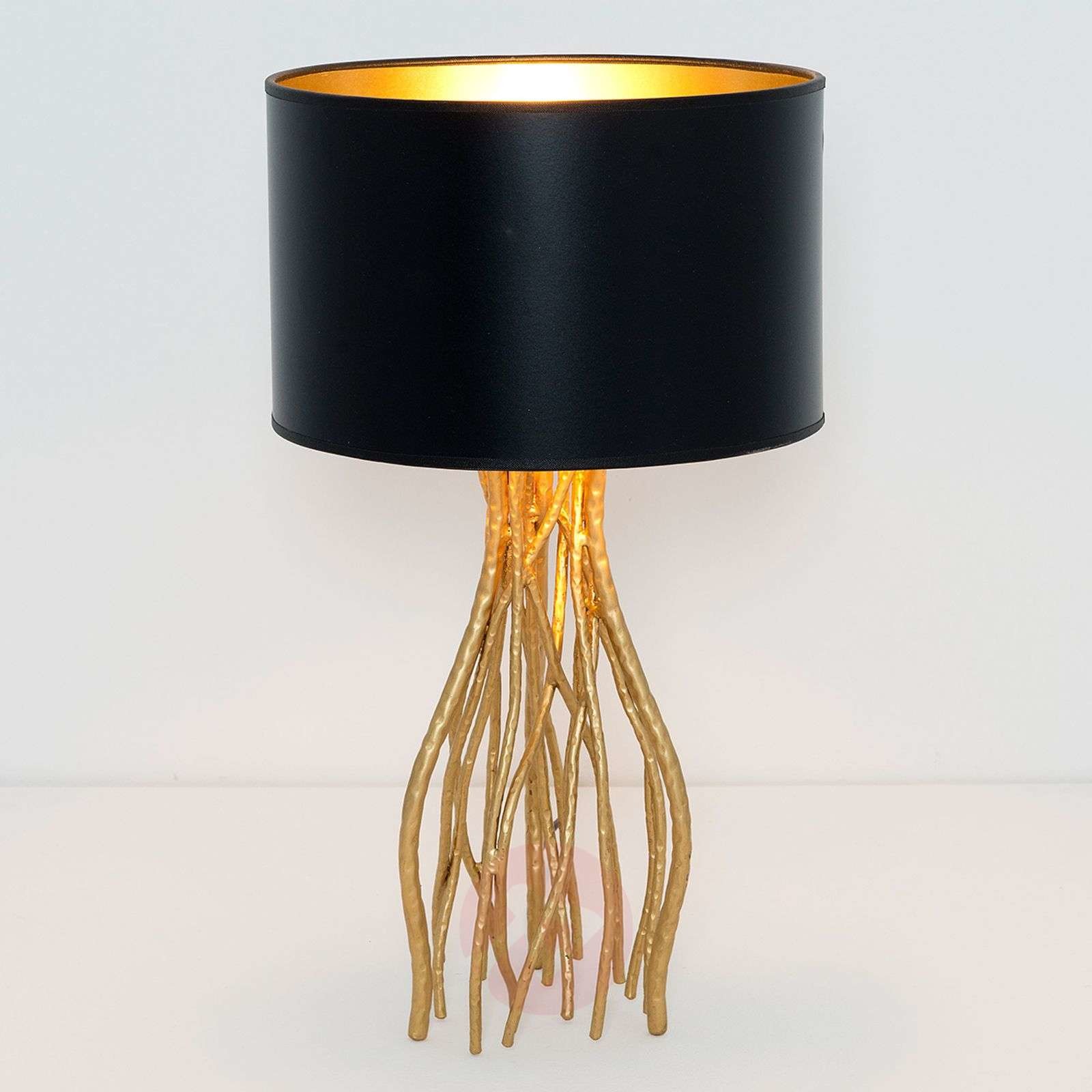 J. Holländer Schwarze Tischlampe Capri, rund, Höhe 44 cm