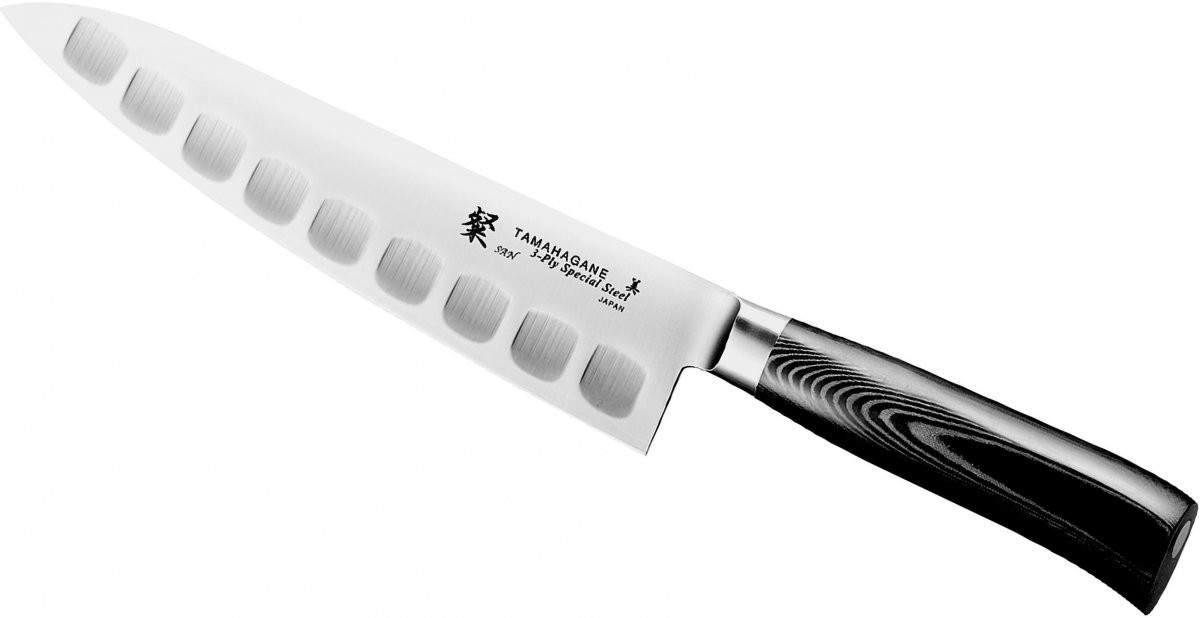 Tamahagane Tamahagane SAN Black Nóż Szefa żłobiony 21cm SNM-1205