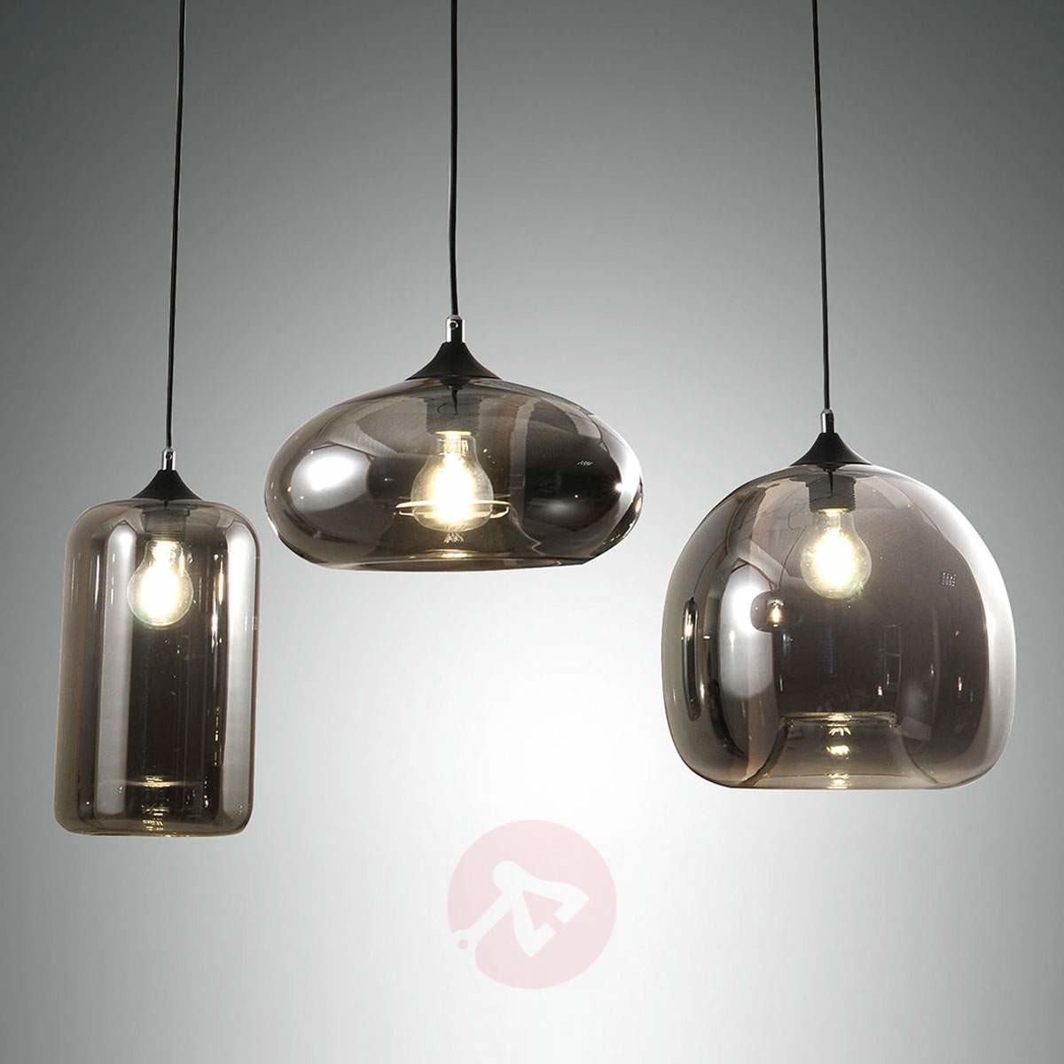 Fabas Luce Elegancka lampa wisząca Fiona, przezroczystoszara