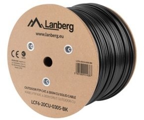 LANBERG Kabel FTP Kat.6 CU 305m drut outdoor (LCF6-20CU-0305-BK)