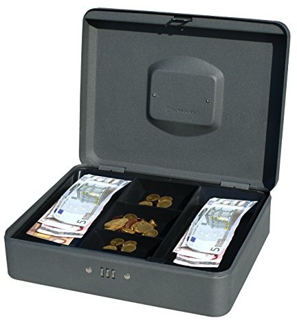 Unbekannt PAVO kasetka na pieniądze Premium o zamek szyfrowy, 30 x 24 x 9 cm, ciemnoszary 8014408