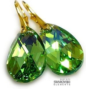 Arande Swarovski nowy komplet Złote Srebro PERIDOT AB 1546289014