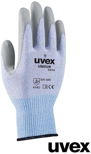 Uvex RUVEX- UNI6649 - Rękawice ochronne, część chwytna oraz końcówki palców pokryte powłoką poliuretanową - 7,8,9,10.