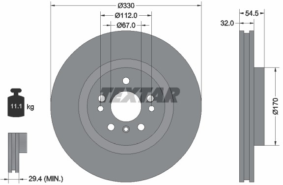 TEXTAR Tarcza hamulcowa PRO+ MERCEDES-BENZ GLE W166 15> 92284205