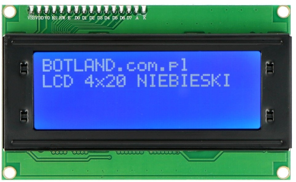 justPi Wyświetlacz LCD 4x20 znaków niebieski ze złączami - justPi JUS-19737