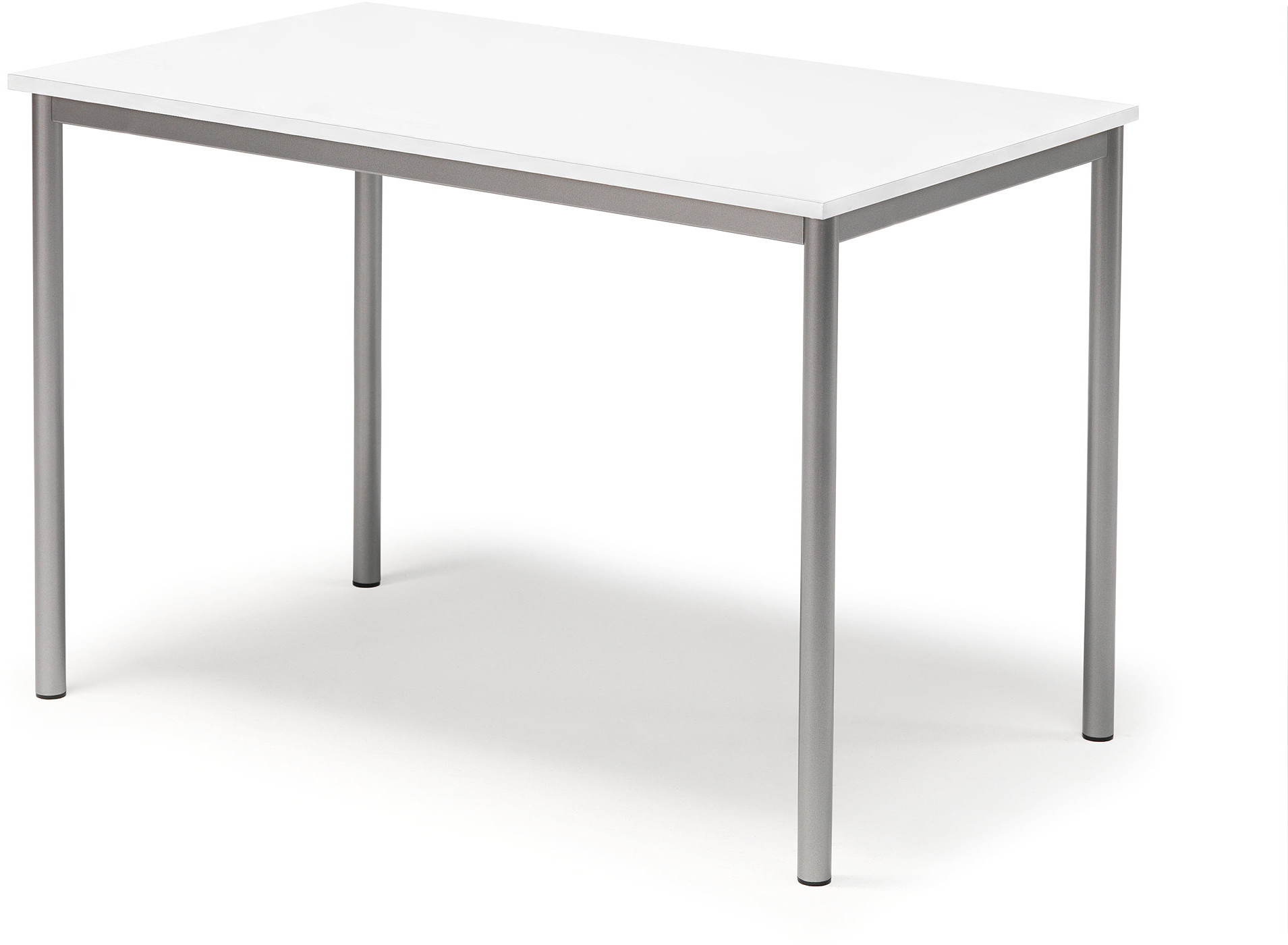 AJ Produkty Stół BORS, 1200x700x760 mm, laminat biały, szary aluminium