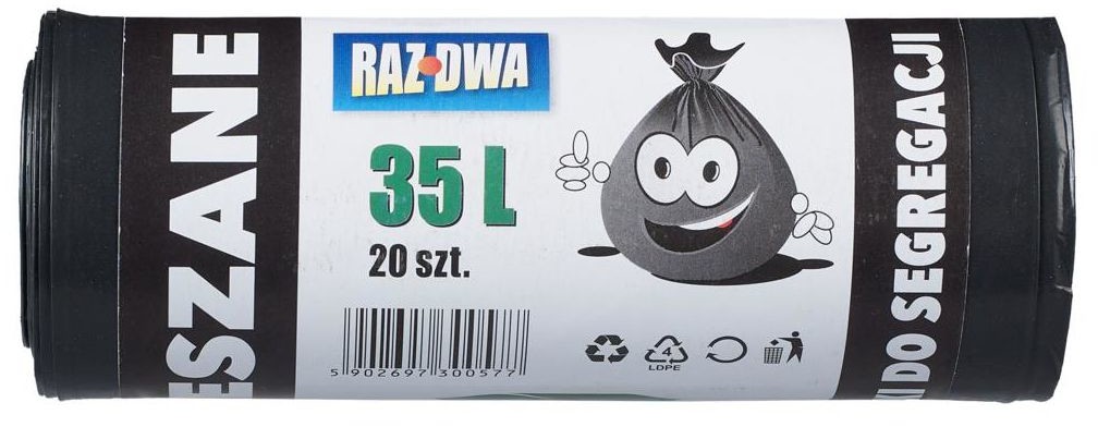 MALWO Worki na śmieci ZMIESZANE 35 l 20 szt. czarne MALWO