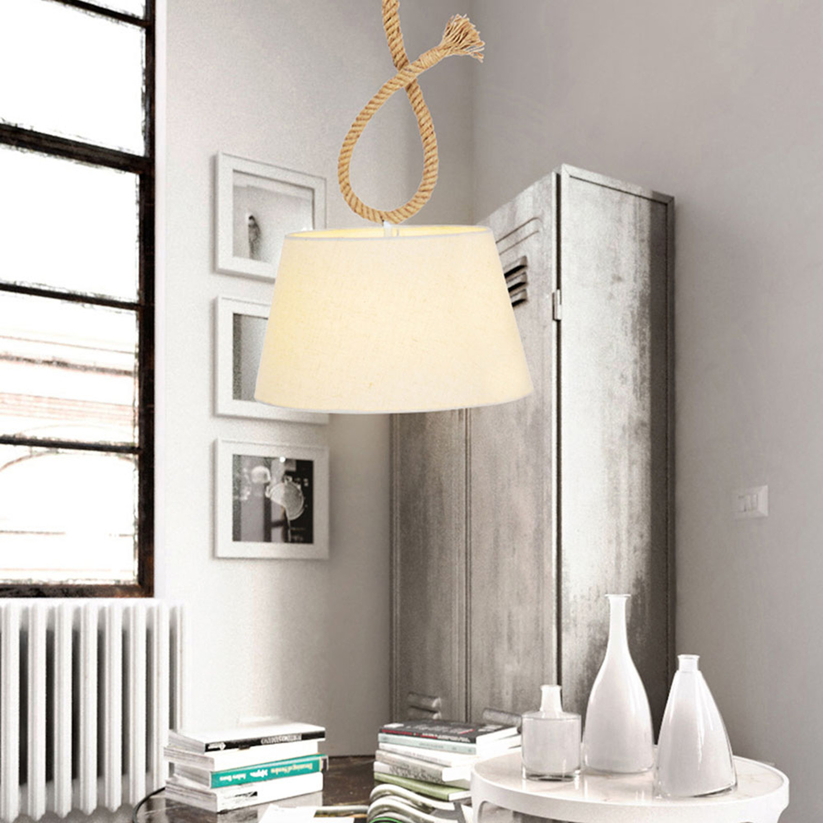 Näve Lampa wisząca Rope tekstylny klosz, 35 cm