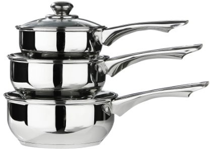 Premier Housewares Premier housewares zestaw garnków ze stali nierdzewnej, 3-częściowy, pokrywa szklana, 16/18/20 cm 0403553