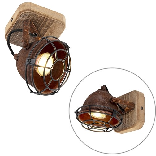 QAZQA Industrialny spot regulowany rdza drewno - Gina