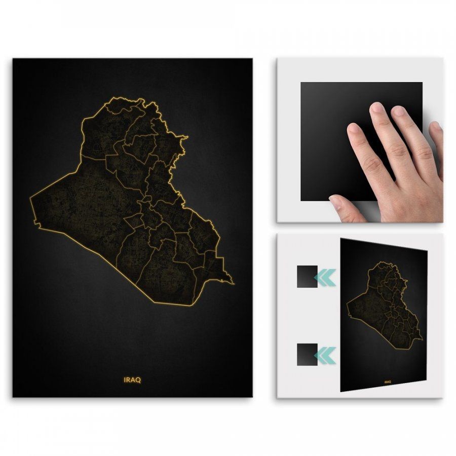 Pix4home Plakat metalowy Mapa City Lights Irak L POS-L-04256