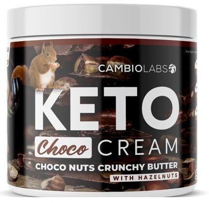 Cambiolabs Krem czekoladowo-orzechowy bez dodatku cukru - keto masło z kawałkami orzechów laskowych i kakao (Keto Choco Cream)