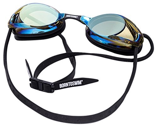 BornToSwim Bor NTO Swim dorosłych Freedom mirrored Triathlon okulary do pływania przystosowane do powlekany, z ochroną swobodnie przypadku, czarny, jeden rozmiar GOG-FM-U-A-O-XX-340