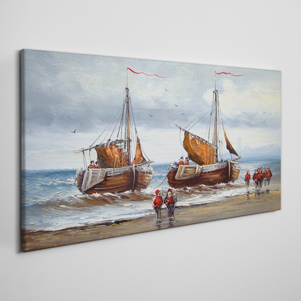 PL Coloray Obraz na Płótnie morze statek chmury żołnierze 100x50cm