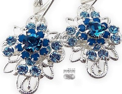 Swarovski Ślub Kolczyki Aqua Venue Srebro