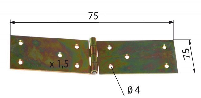 Zawiasa budowlana 75x75x1,8 mm ocynk żółty