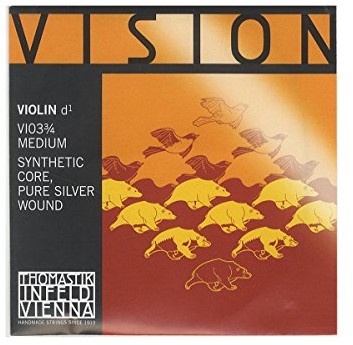 Thomastik Einzelsaite für 3/4 Violine Vision - D-Saite Kunststoffkern, Rein-Silber umsponnen, mittel 634153