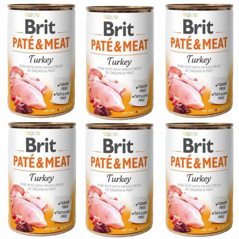 Brit Pate&Meat Turkey Karma z indykiem dla psa 6x800g PAKIET