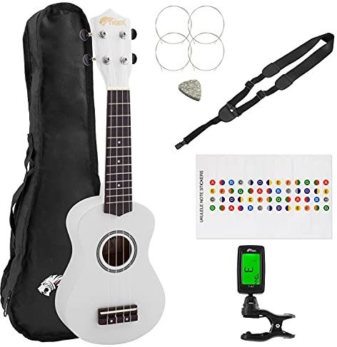 top TIGER Zestaw ukulele sopranowe - opakowania dla początkujących (białe) UKEKIT-WH