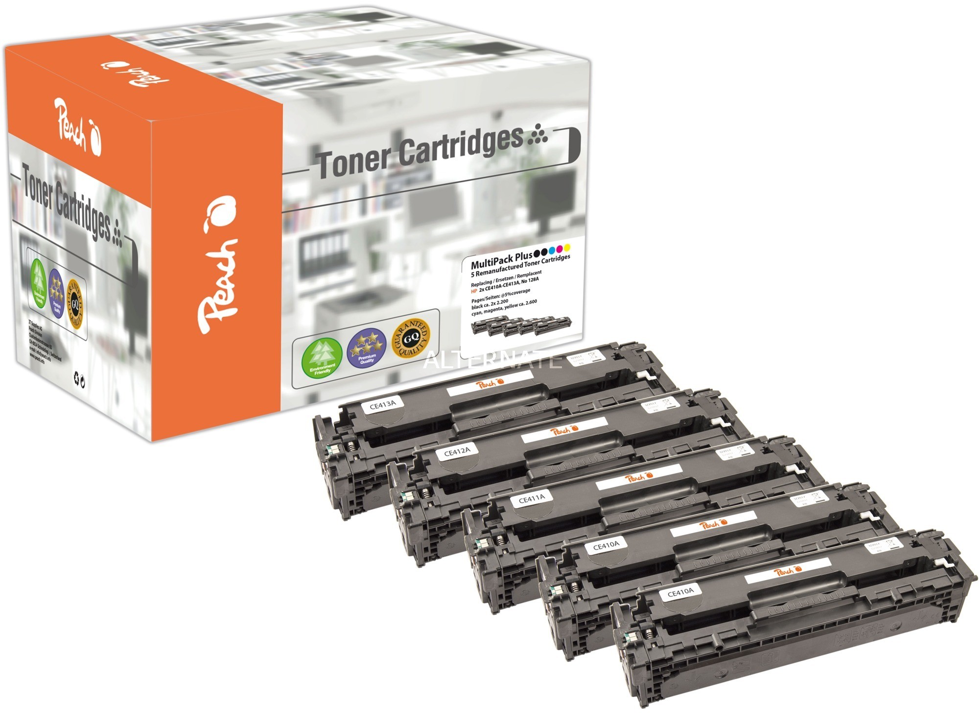 Peach PT561 Czarny, Błękitny, Purpurowy, Żółty 5 szt., Toner