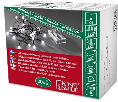 Konstsmide LED Globe łańcuch świetlny z okrągłymi diody/do użytku wewnątrz pomieszczeń (IP )/VDE/zasilana na baterie: 3 X AA 1.5 V (brak w wyposażeniu)/6H Timer 7318304912077