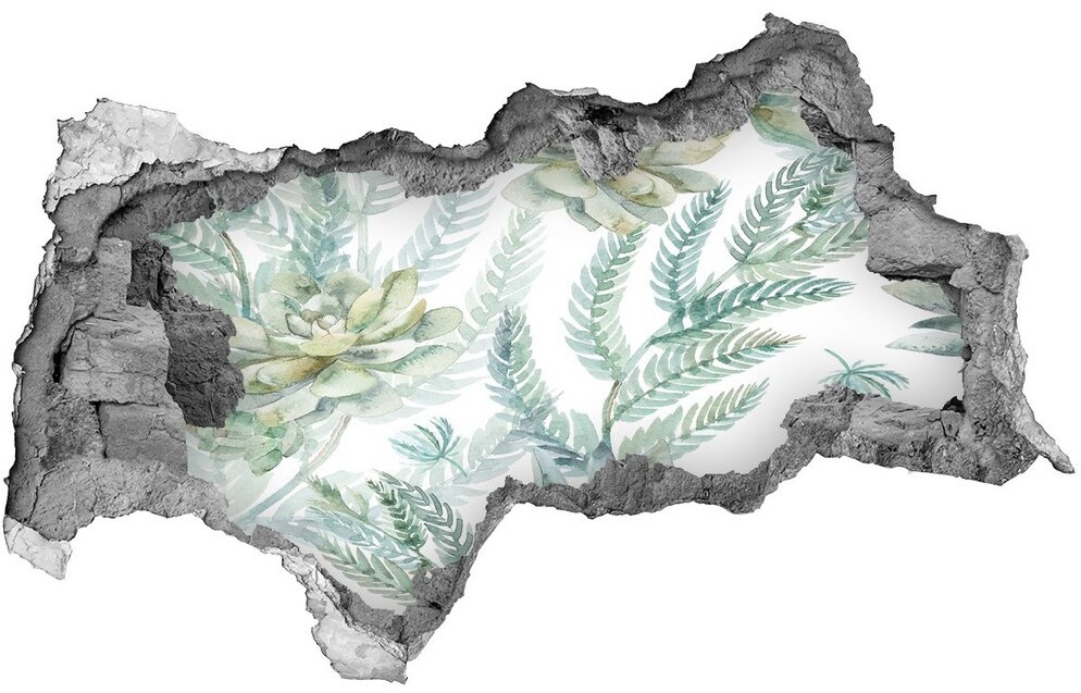 Wallmuralia.pl Naklejka 3D dziura na ścianę Kwiaty i liście