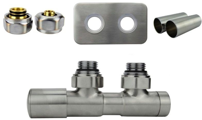Varioterm Zawór regulacyjny TWINS All in One rozeta prostokątna - nikiel szlifowany lewy alu-pex - PEX 16mm AP000M873A008/L(Pex)