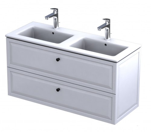 Oristo Szafka wisząca MONTEBIANCO 120 cm z umywalką podwójną JOY BIAŁY MAT OR47-SD2S-120-2 + UME-JO-120-91-D