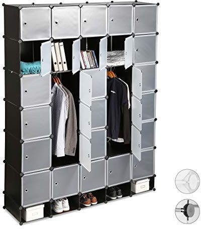 Relaxdays XXL szafa na ubrania, system wtykowy, 25 przegródek, drążki na ubrania, szafa do sypialni wys. x szer. 234 x 180 cm, różne kolory